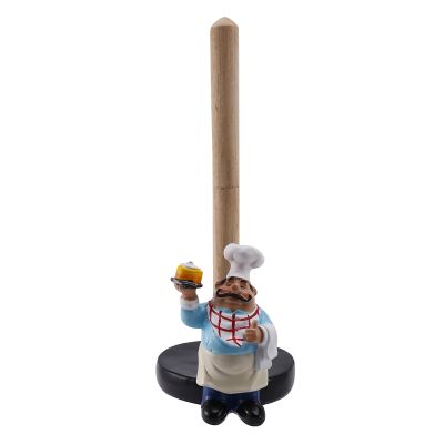 Resin Chef Double-Layer Paper Towel Holder Figurines Creative Home Cake Shop Restaurant Crafts Decoration Ornament