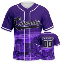 The purple custom baseball jerseys city night view personalized T-rod accumulation blankets for men tshirt design sportwear