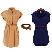 Women Casual Chiffon Short Sleeve Loose Mini Dress