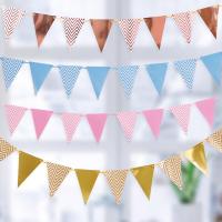 Rose Gold Paper Banners Happy Birthday Party Decorations Kids Favors Boy Girl Baby Shower Wedding Hanging Bunting Garland Flags Banners Streamers Conf