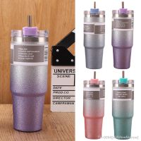 №▲♀ rfefefewfeerew 900ml caneca térmica de aço inoxidável isolado água chaleira gradiente cor copo palha manter quente e fresco garrafa