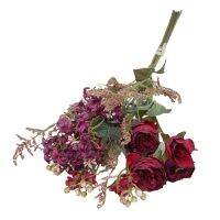 Luxury Retro Wild Roses with Grass Dried Looking Special Flower Bouquet Wedding Photography Props Flores Artificiales