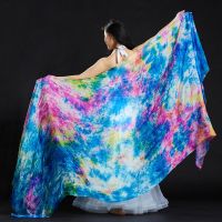 hot【DT】 Performance Dancewear Accessories Tie Dye Texture Veil Shawls Scarf Costumes Belly Silk Veils 250x110cm