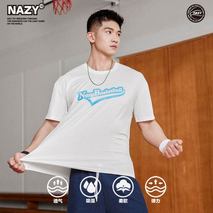 nazy-เสื้อนักเรียนแบรนด์แฟชั่นแขนสั้นแห้งเร็ว-t-เสื้อยืดชายตาข่ายผ้าไหมน้ำแข็งเสื้อยืดบาสเกตบอลชุดฝึกซ้อมชุดออกกำลังกาย