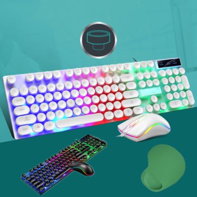 LED Backlit Ergonomic Luminous Gaming Mouse and Keyboard Combo Computer USB Wired Punk Key Dazzle Gamer Keyboard Mouse For PC