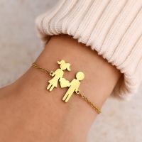 Stainless Steel Bracelets Cartoon Couple Heart Dolls Pendant Cute Trending Products Korean Fashion Bracelet For Women Jewelry