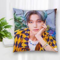 （ALL IN STOCK XZX）Customized Ateez Wooyoung pillowcase polyester decorative zipper pillowcase square pillowcase 40x40cm   (Double sided printing with free customization of patterns)