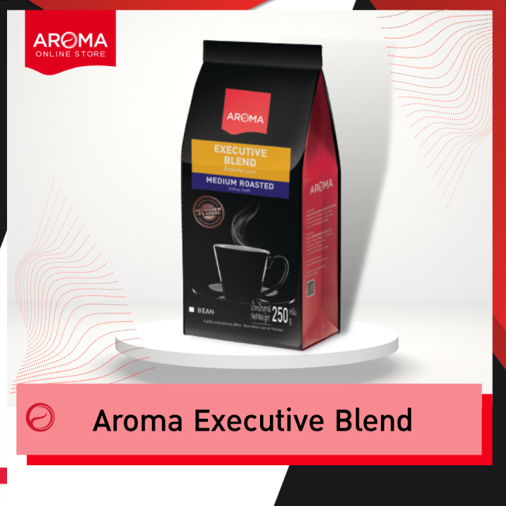 aroma-coffee-เมล็ดกาแฟคั่ว-executive-blend-ชนิดเม็ด-250-กรัม-ซอง