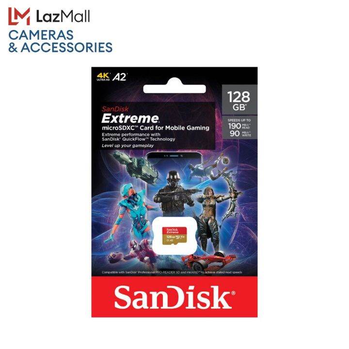 sandisk-extreme-gaming-microsdxc-sqxaa-128gb-v30-u3-c10-a2-uhs-i-190mb-s-r-90mb-s-sdsqxaa-128g-gn6gn-เมมโมรี่การ์ด-ไมโครเอสดี-การ์ด