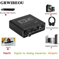 Grwibeou DAC ดิจิตอล Hifi ไปยังตัวแปลงเสียงอนาล็อก RCA 3.5มม. Toslink Optical เครื่องขยายเสียงหูฟังสัญญาณขาออกจากสายเคเบิลร่วมแกนแบบพกพา