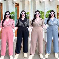 PLUSSIZE991 จั้มสูทชิโนริปกไขว้ จั้มสาวอวบ