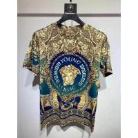 VERSACE เสื้อยืดลายดอกไม้แขนสั้นคอกลมลายดอกไม้