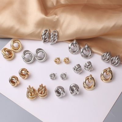 Twist Metal Stud Earrings Women Hollow Gold Earrings Women Trend - Metal Stud - Aliexpress