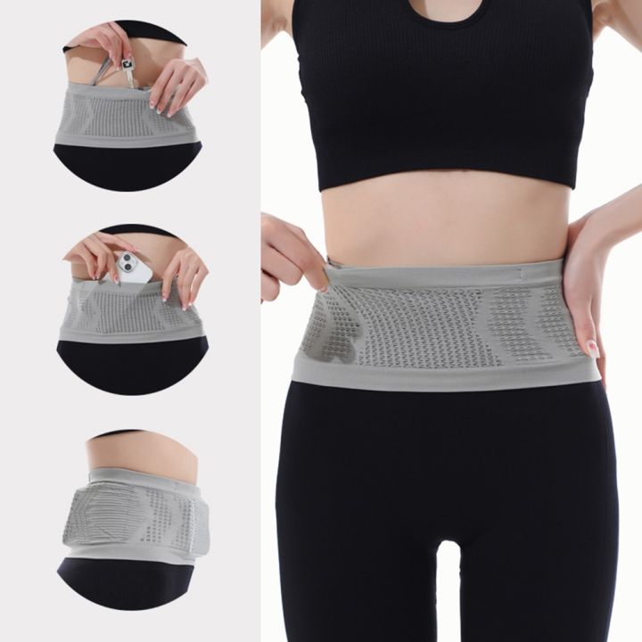 multifunctional-knit-breathable-concealed-waist-bag-slim-thin-waist-pack-with-hanging-hook-lightweight-packet-for-riding-fitness