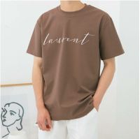 Oversized เสื้อยืดโอเว่อร์ลายLaurent มี2สี ขาวกับน้ำตาล