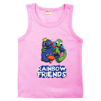 Rainbow Friends Ro Bloxs เสื้อยืดลายการ์ตูนแขนกุดผ้าฝ้ายแท้สำหรับเด็กผู้ชายและเด็กผู้หญิง0000แฟชั่นลำลองน่ารัก