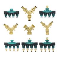 ◈ Brass 3/4 Inch Thread 2- Way Garden Tap Water Splitter Copper Y Irrigation Valve 5/8 quot; Quick Connector Cranes Adapter 1pcs