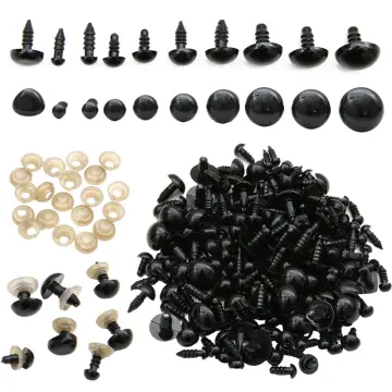 100pcs 6-12mm Black Plastic Crafts Safety Eyes for Bear Soft Toy