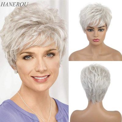 【jw】◙♠ Wig Short Straight Synthetic Wigs for Fake Hair Looking Resistant