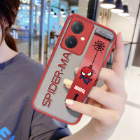 Diorcase สำหรับ Vivo Y27 (มีสายรัดข้อมือ) กันกระแทกด้านหลังฝ้า Marvel Spider-Man เคสใส่โทรศัพท์การ์ตูนนิ่มขอบป้องกันเลนส์เต็มรูปแบบเคสโทรศัพท์บางเฉียบ