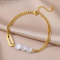 【CW】◈✌  Stone Anklets for Gold Color Cuban Chain Anklet Female Beach Accessories Jewelry bijoux