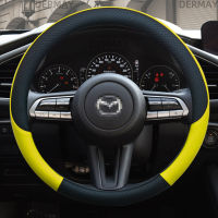 100 DERMAY Brand Leather Sport Car Steering Wheel Cover High Quality for Mazda 3 bk bl bj bn 323 Axela 3 Sport Auto Accessories