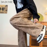 DaDuHey? Mens 2022 Trendy All-Matching Ins Hong Kong Style Fashion Loose Corduroy Straight Pants Casual Pants