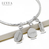 LenYa Jewelry ชาร์มแท็กนำโชคสี่เหลี่มผืนผ้า ตัวเรือนเงินแท้925 ชุบทองคำขาว พิมพ์คำว่า Blessed ซึ่งนำพาชีวิตสู่ความโชคดี มีแต่สิ่งดีๆเข้ามาในชีวิต