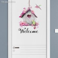 ☏۞ Lovely Bird House Welcome Wall Sticker Living Room Porch Background Home Decoration Mural For Door Decor Self-adhesive Wallpaper