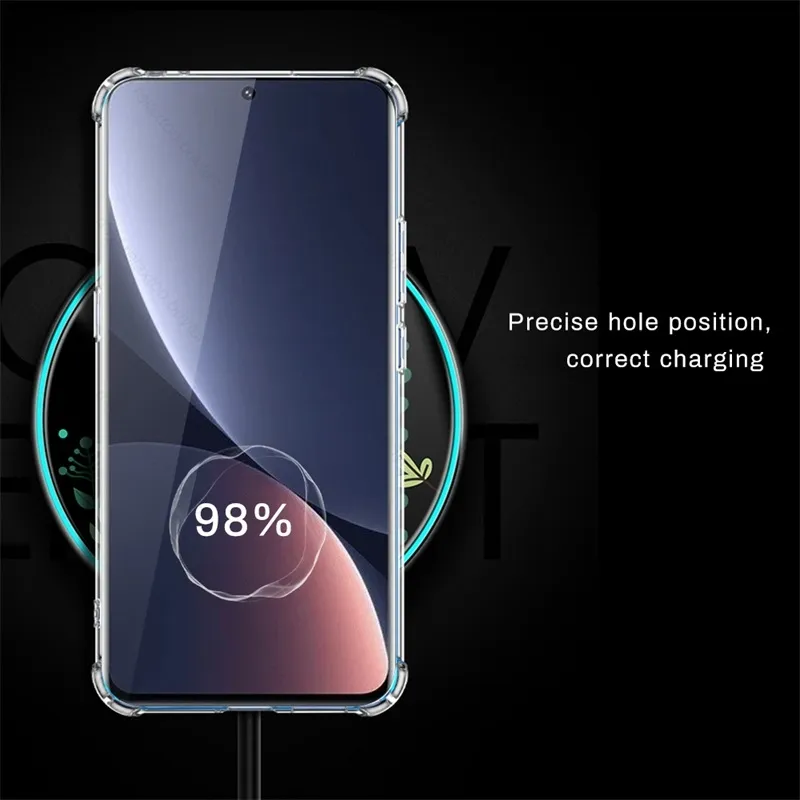 USTIYA Case for Xiaomi 12S Ultra Clear TPU Four Corners Protective Cover  Transparent Soft funda