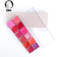 EBO ลิปสติก12สีแผ่นเครื่องสำอางสีไม่ติดลิปกลอสการแสดงผลลิปสติกประจำวันมีสีสันบำรุงผิวเปื้อน