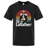 The Cat Father T Shirt Retro Harajuku Short Sleeve Cartoon Streetwear Hip Hop Punk Top Tee S-4XL-5XL-6XL