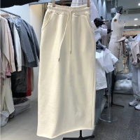 New Spring Solid Straight Slit Skirts Womens Comfortable Elastic Design Mujer Faldas 2021 Simple All Match SlimFemme Jupe