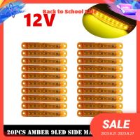 20pcs Amber 12V LED Truck Light Trailer Side Marker Lights Car Truck Trailer Lorry 9 LED Sealed Side Marker Clearance Light