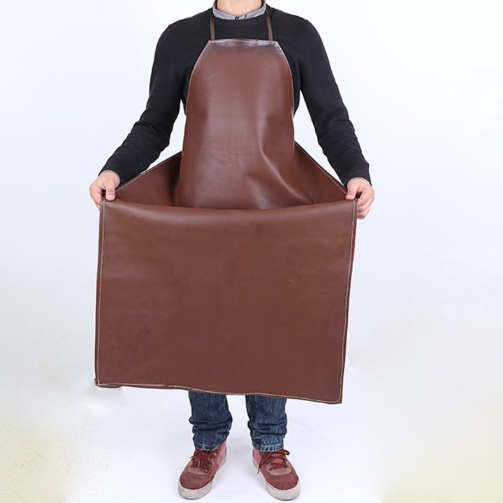 faux-leather-oil-proof-waterproof-apron-kitchen-accessories-adult-lengthen-work-shop-unisex-hang-neck-dirt-resistant-apron-aprons