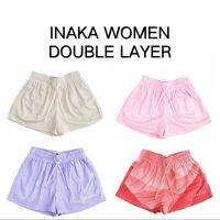 Inaka Shorts Women Double Mesh Shorts Basic Colors GYM Graphic Inaka Power Shorts For Women