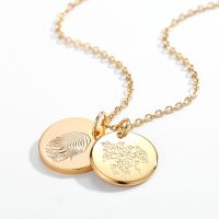 ◎  Personalized Birthday Disc Necklace Engraved Date Fingerprint Necklaces Custom Jewelry Gifts