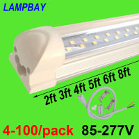 4-100pack LED Tube Lights 2ft 3ft 4ft 5ft 6ft 8ft Super Bright T8 Integrated Bulb Double Row Lamp Fixture Twin Bar Lighting