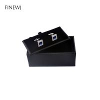 ∋☋ Black PU Leather Geschenk Box for Manschettenknopfe cufflinks Storage Box Jewellery Cuff Links Gift Organizer Packaging Box Case