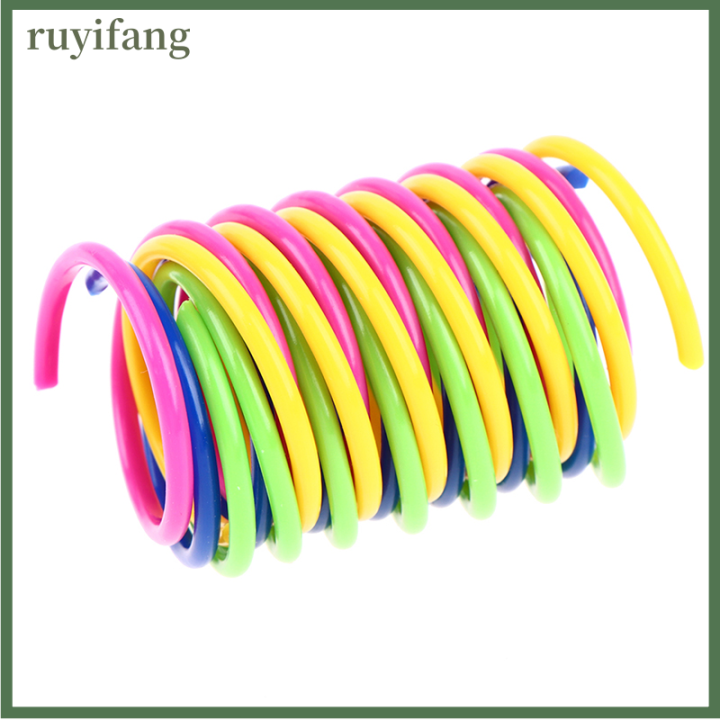 ruyifang-สปริงพลาสติกสีสันสดใสสำหรับแมวของเล่นคอยล์สปริงเกลียวทนทาน20ชิ้น