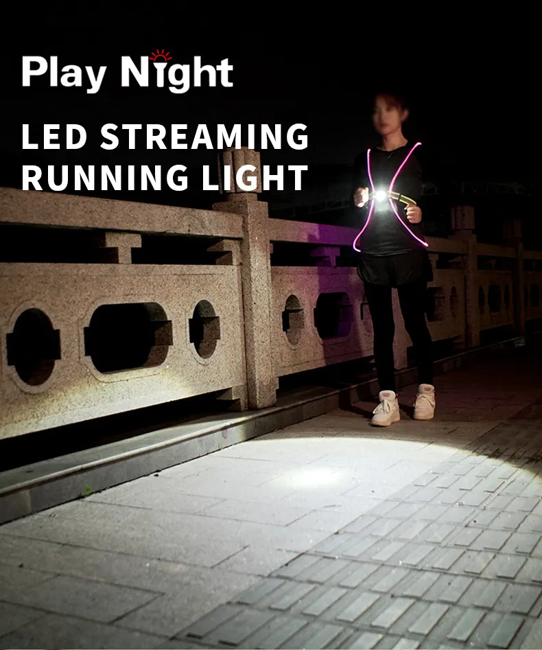 LED Reflective Running Vest with Front Light, Running Lights for