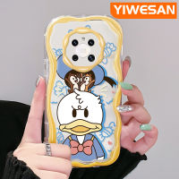 YIWESAN เคสสำหรับ Huawei Mate 30 Pro Mate 40 Pro P30 Pro P40การ์ตูนโดนัลด์เป็ดสีสันสดใสขอบคลื่นเนื้อครีมเคสโทรศัพท์โปร่งใสปกป้องกล้องเคสซิลิโคนอ่อนชัดเจนกันกระแทก