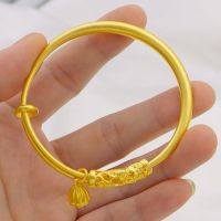 ❀ Vietnamese sand gold bracelet womens ancient lotus pod carp push-pull adjustable solid frosted bracelet gold bracelet