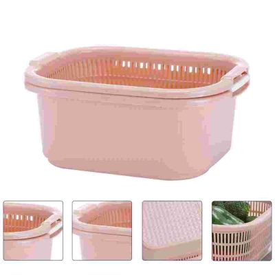 ▧▽✓ Over Sink Colander Double Layer Vegetable Basin Washing Storage Holder Basket Filter Kitchen Drain Pp Fruit