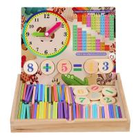 Wooden Math Toys For Kids Double Sided Montessori Counting Game Toy Number Calculate Toy Clock Sticks Motor Skills Educational Game Multifunctional Learning Gift For Toddler sturdy