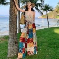 French painting Bohemia seaside resort irregular wind pants big loose wide-legged pants mop the floor