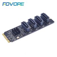 การ์ดขยาย NVME ไปยัง SATA M.2 NGFF PCIE M Key 4พอร์ต SATA3พอร์ต M2 SATA 3คอนโทรลเลอร์เพิ่มอะแดปเตอร์ฮาร์ดดิสก์ SSD เพิ่มลงในการ์ดสำหรับพีซี FJK3825อะแดปเตอร์