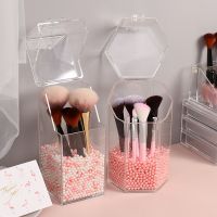 [NEW] Transparent Acrylic Pearl Cosmetic Brush Holder Cosmetic Brush Container Dustproof Beauty Makeup Tools Organizer Pen Storage Box