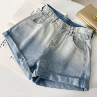 Summer Denim Shorts Women Short Jeans Gradient Wide Leg Vintage High Waist Womens Jeans Shorts Ladies Bottom