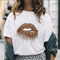 Funny Big Lip Leopard Love Fashion 90s Trend T-shirts Summer Short Sleeves Tee Casual Style Outfit Female O-Neck Tops Camisetas